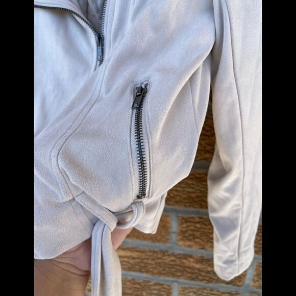 Cupcakes And Cashmere Faux Suede Manele Moto Biker Jacket Size Small - Picture 6 of 12